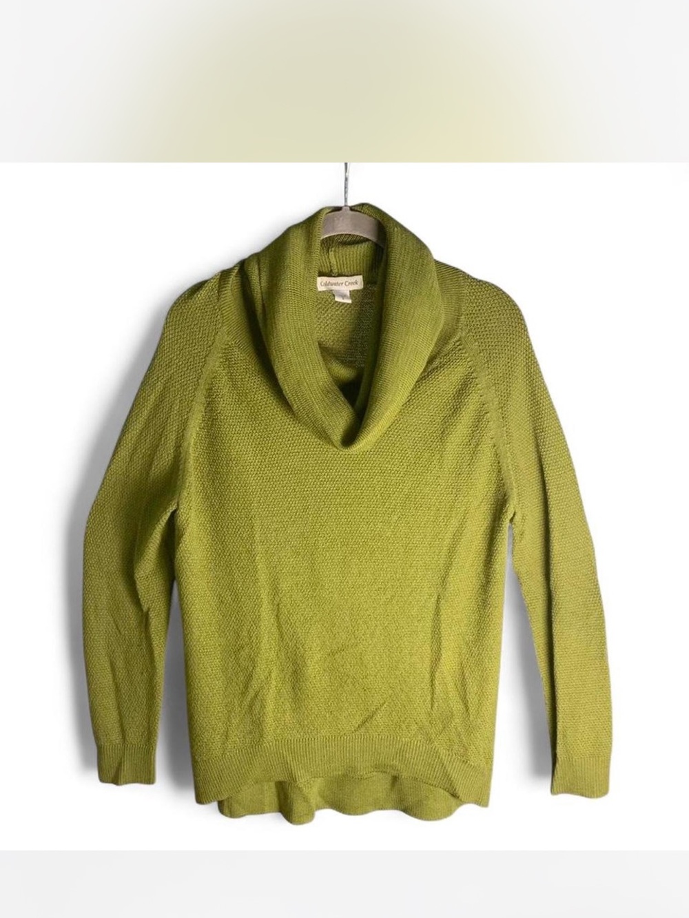 Coldwater Creek Cowl Neck Green Sweater size S-Merino wool blend